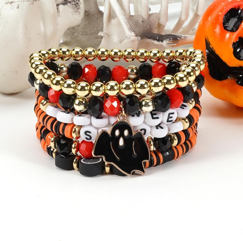 Lonext Halloween Bracelets Stackable Heishi Beaded Stretch Bracelets - Image 4